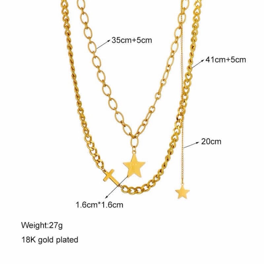 Planet Gold Layered Star Charm Necklace in Gold - Picture 4 of 4